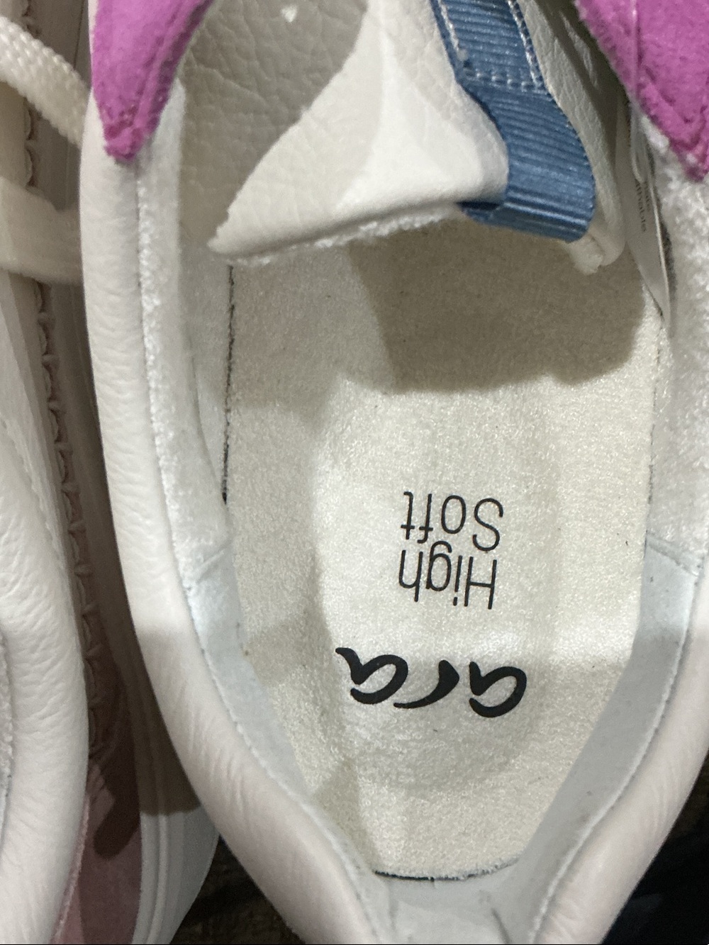 Ara high soft White Leather Sneakers with Pink Suede Accents - Picture 6 of 7